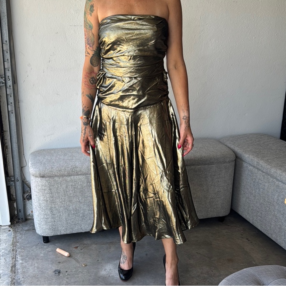Gold Strapless Dress